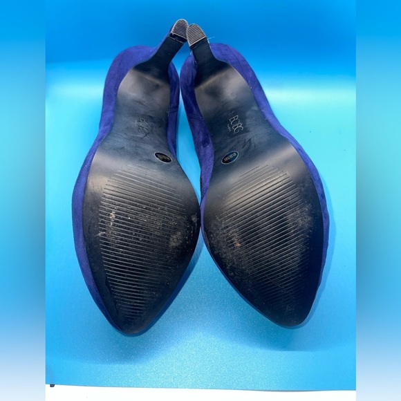 EUC BCBG Paris Elegant Black Blue Leather Suede Platform High Heels - Picture 7 of 7